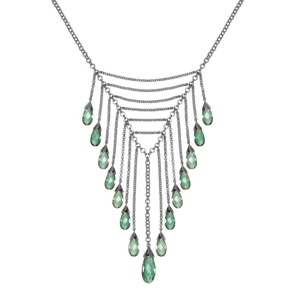 NR0LAEV-W Ethereal Simulated Green Quartz Cascading Necklace