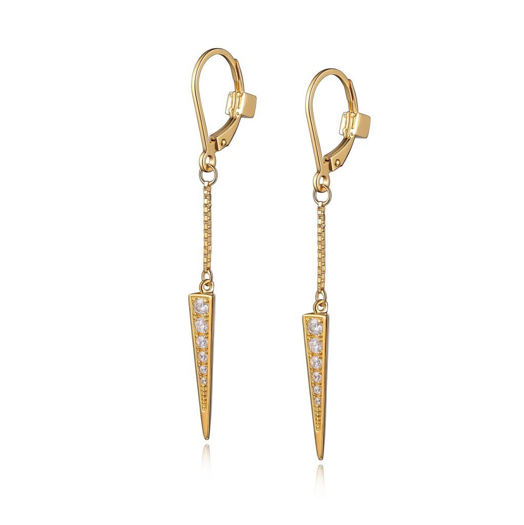E32LC68-P Stiletto Cubic Zirconia Spear Leverback Earrings