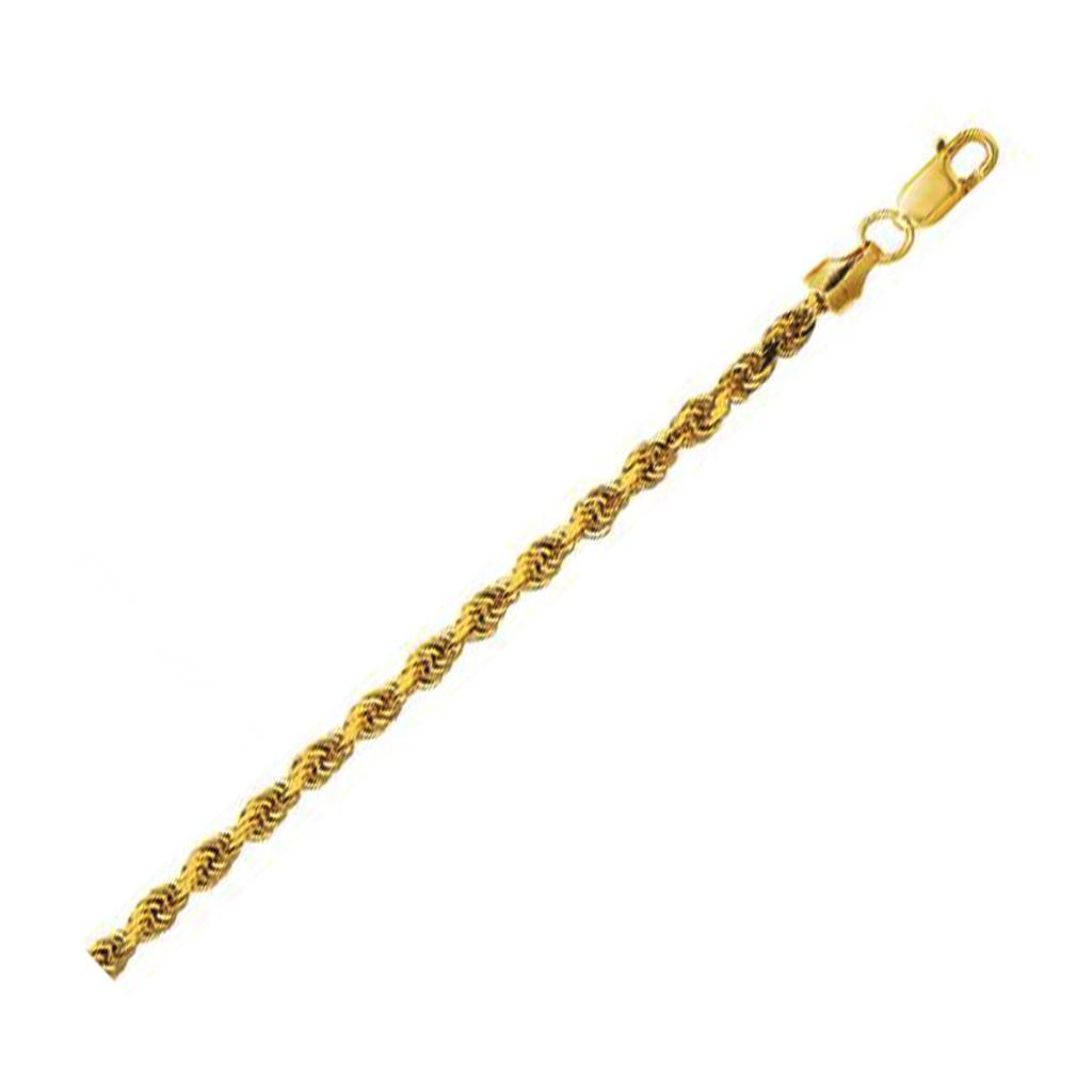 10K Yellow Gold Lite Hollow Diamond Cut Rope Chain (3.20 mm) - 16"