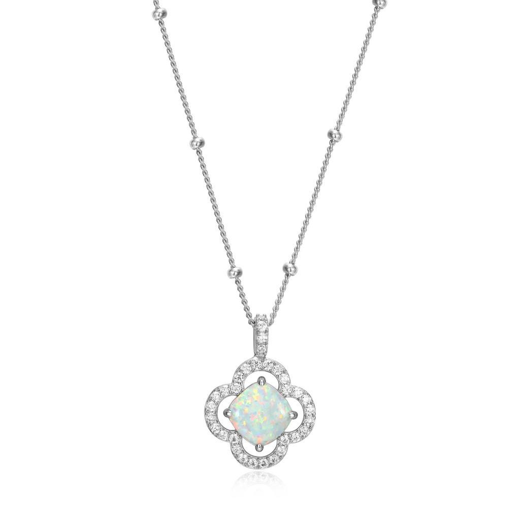 NCGR0Q0F2-W Lopal Cushion Cut Opal Pendant Necklace