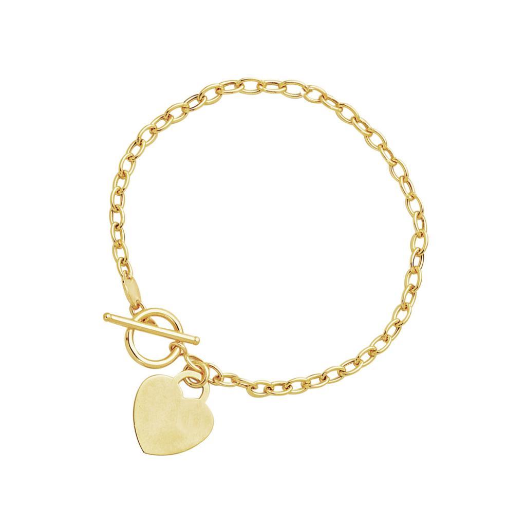 Toggle Bracelet with Heart Charm in 14k Yellow Gold (22.35 mm)