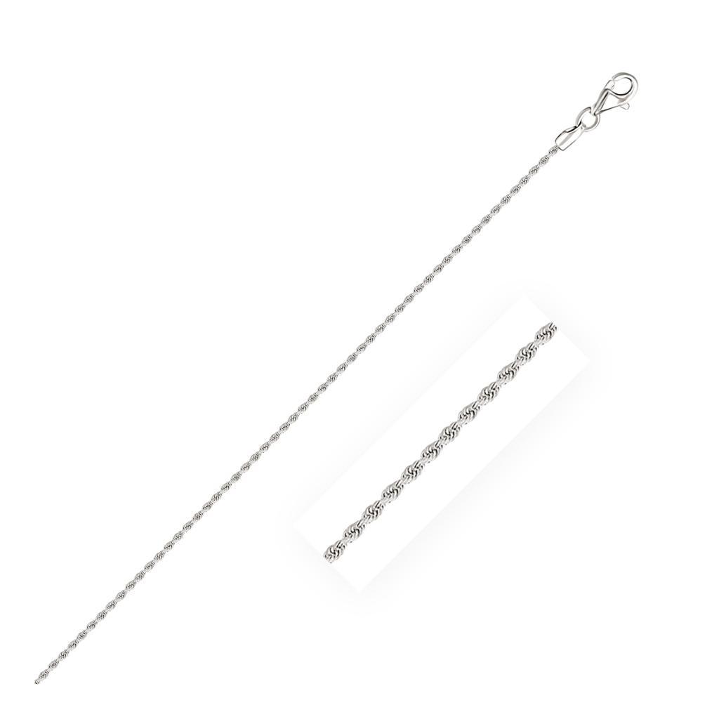 14k White Gold Solid Diamond Cut Rope Chain (1.60 mm) - 16"