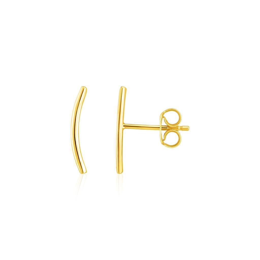 14k Yellow Gold Curve Climber Post Earrings