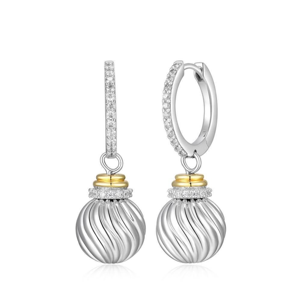 ECGR2Q0J4-2T Celeste Spiral Ball Hoop Earrings