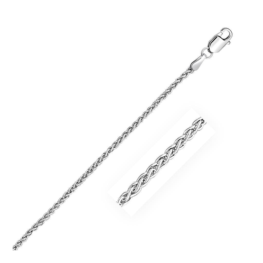 Sterling Silver Rhodium Plated Wheat Chain (2.20 mm) -18"