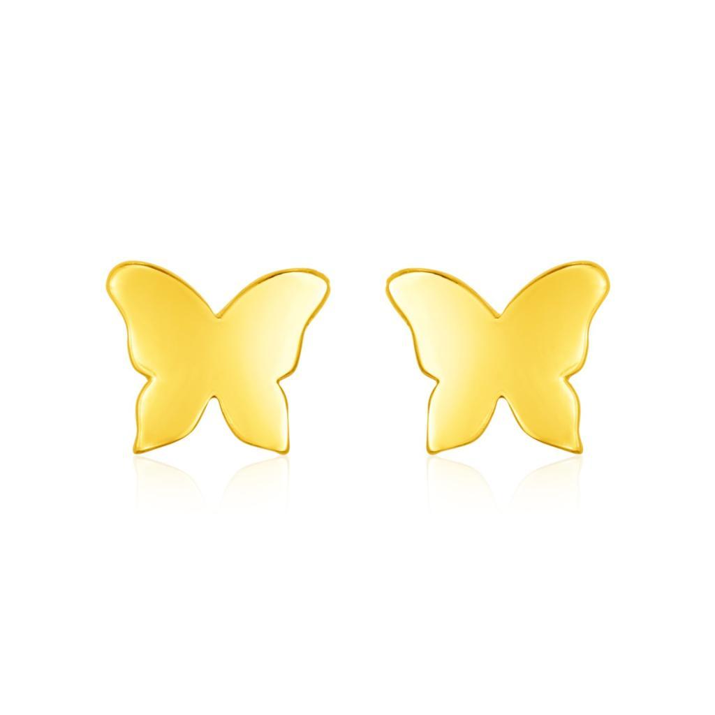 14k Yellow Gold Polished Butterfly Post Earrings