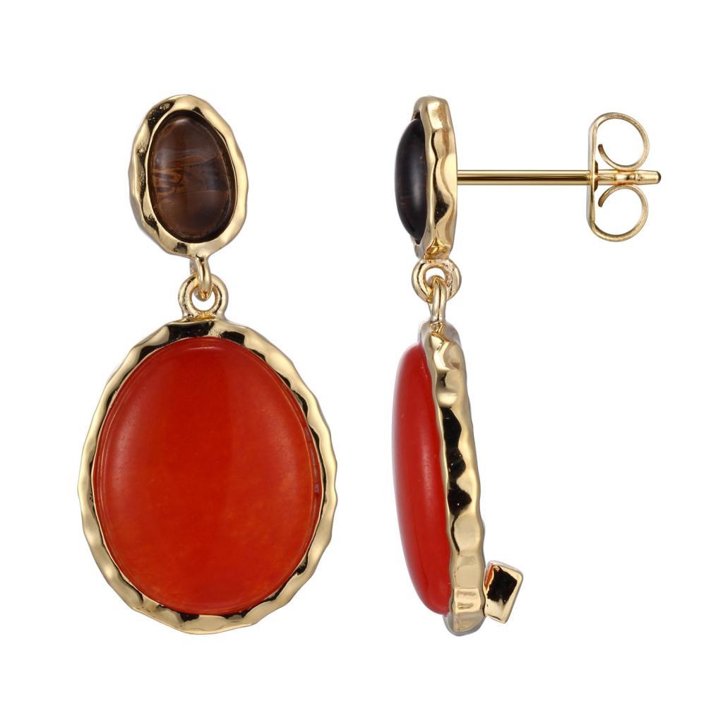 E32LC1X-Y Fire and Ice Orange and Smoky Quartz Post Earrings