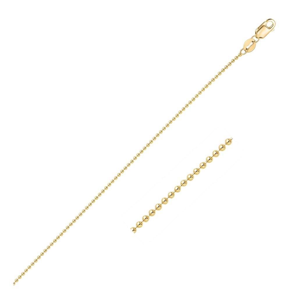 14k Yellow Gold Bead Chain 1.0mm (1.00 mm) -18"