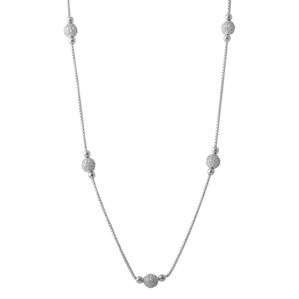 NCGR0Q02D-W Bollina Pave Balls Short  Necklace