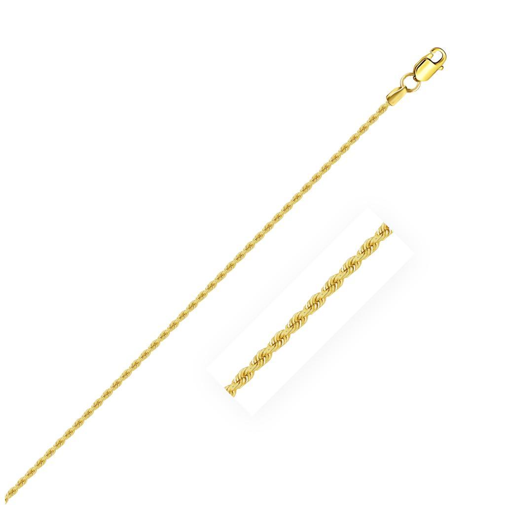 14k Yellow Gold Solid Rope Chain (1.30 mm) -18"