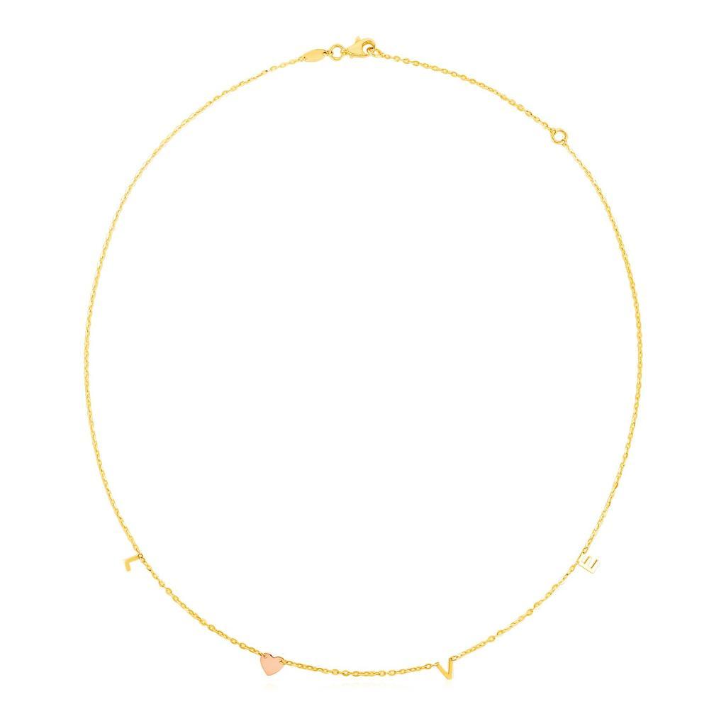 14k Two Tone Gold Love Necklace