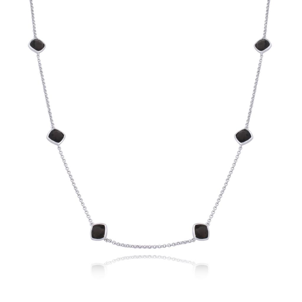 NR0LADX-W Smouler Cushion Smoky Quartz Necklace