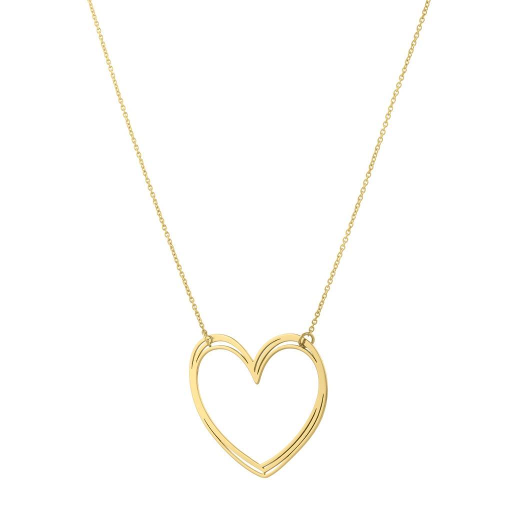 Large Open Heart Necklace in 14K Yellow Gold