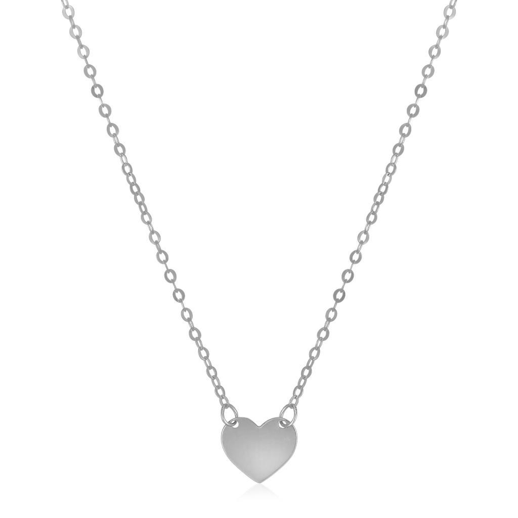 14k White Gold Polished Mini Heart Necklace