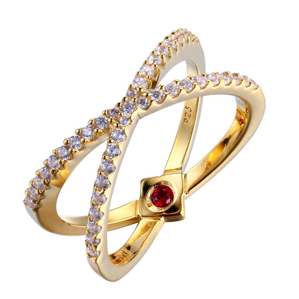 R34LA43-Y-7 Rodeo Drive Cubic Zirconia Cross Over Ring Size 7