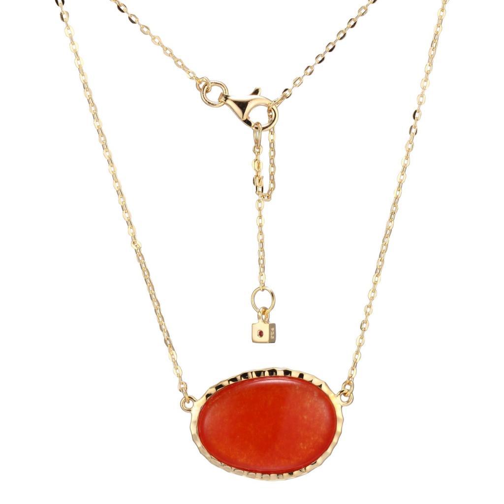 N30LB2W-Y Fire and Ice Neck Orange Quartz Pendant Necklace