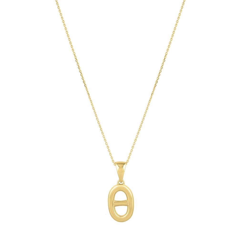 Polished Puff Mariner Link Necklace in 14K Yellow Gold