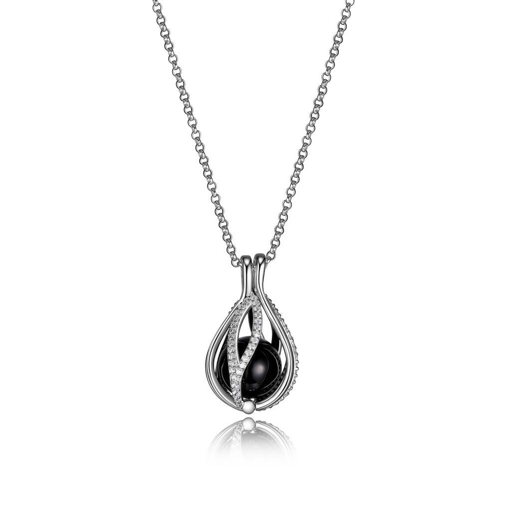 NR0LBBE-W Moon Shadow Removable Caged Pendant Necklace