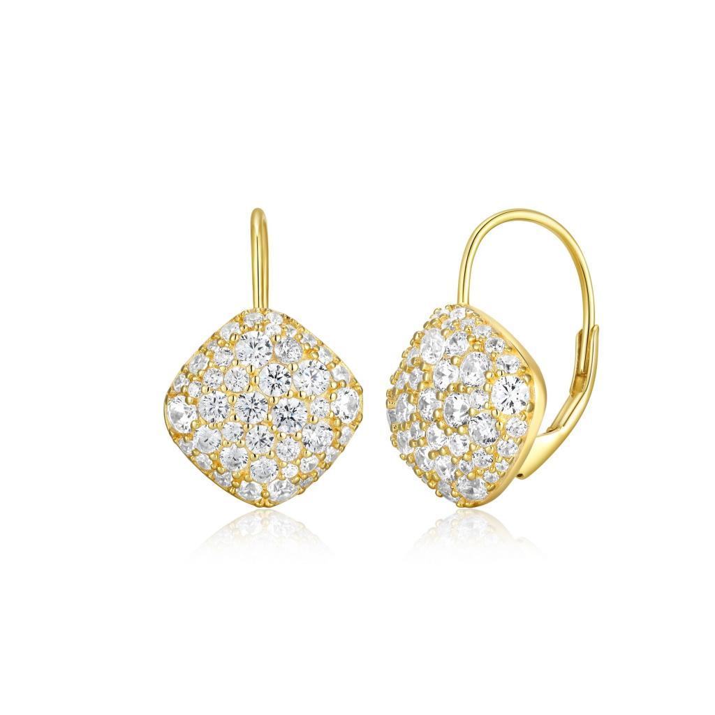 E32LCRE-Y Glimmer Rhombus Cubic Zirconia Huggie Earrings