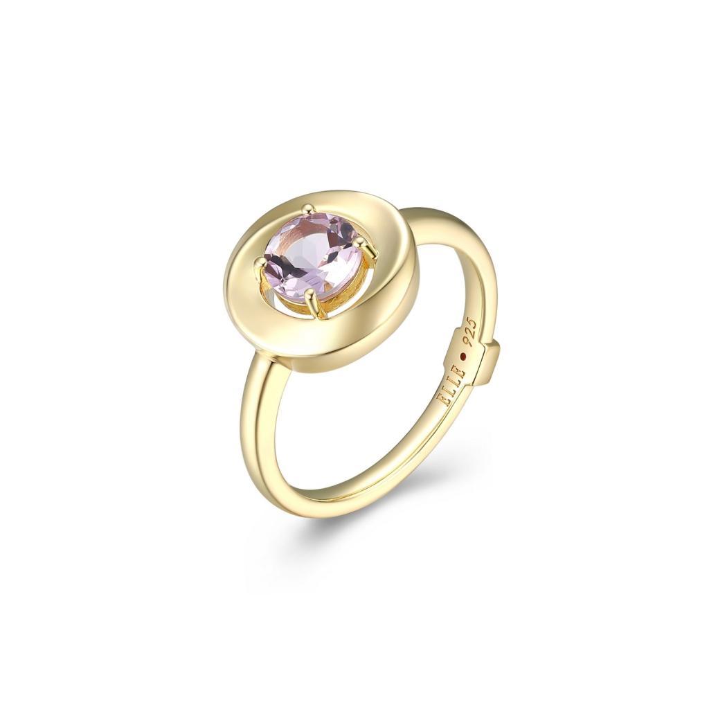 R34LAJG-Y-6 Swirl Round Pink Amethyst Solitaire Ring Size 6