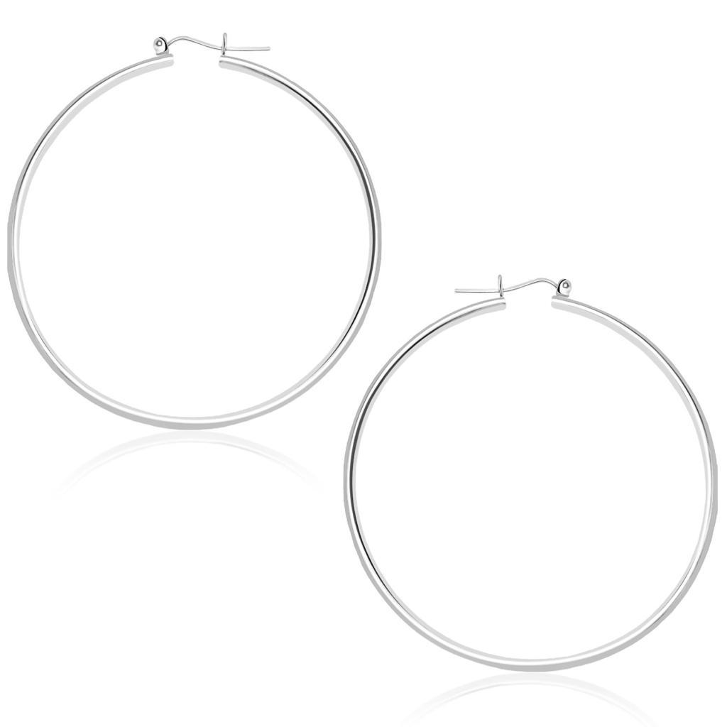 14k White Gold Polished Hoop Earrings (1.5x45mm)