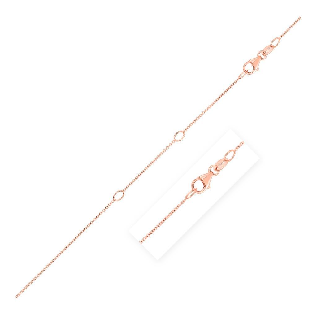 Double Extendable Cable Chain in 14k Rose Gold (0.85 mm) -18"