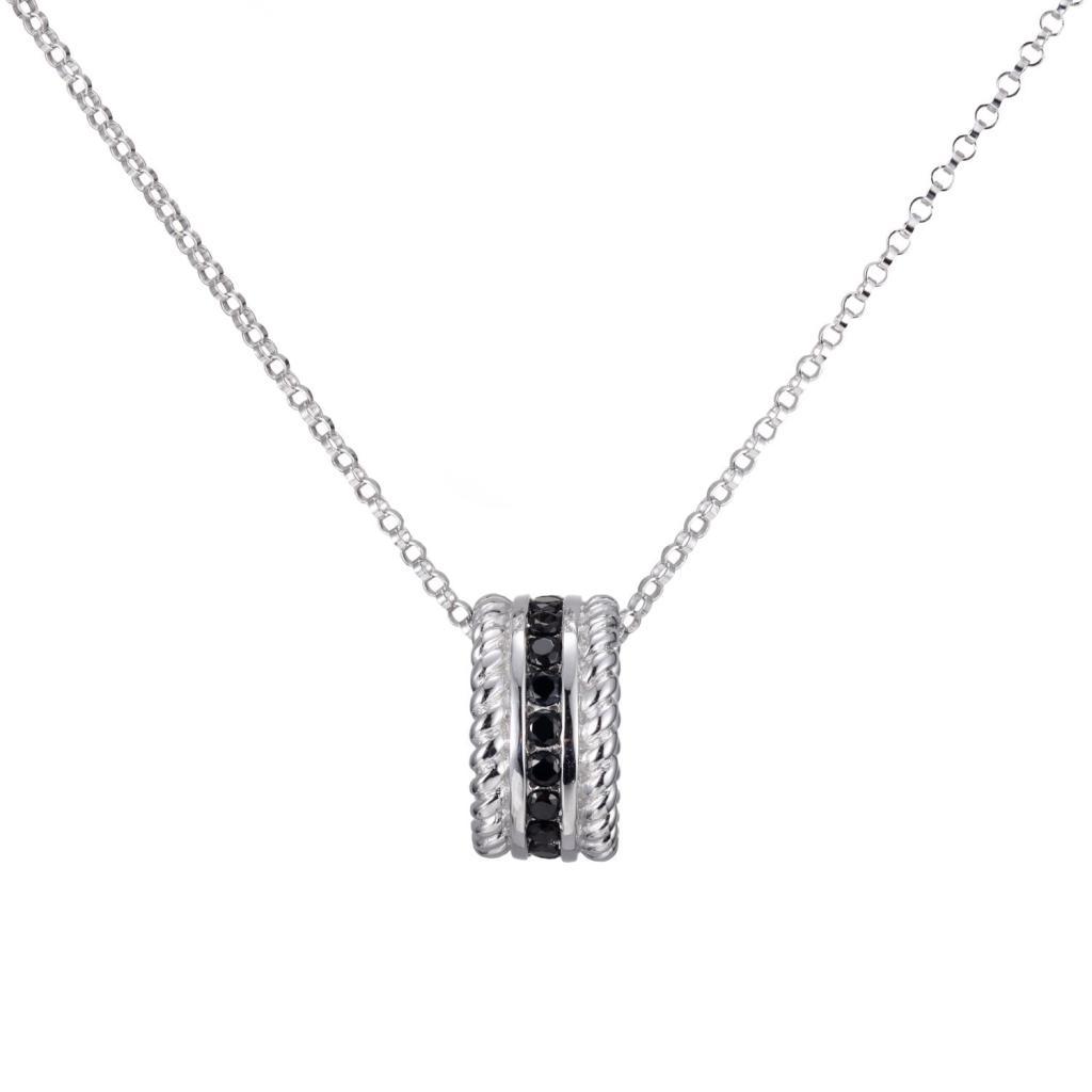 NR0LAY0-W Fushion Black Spinel Single Ring Necklace