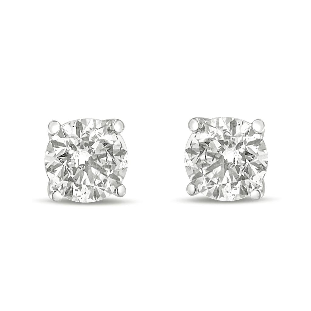 14K Gold 1.0 Carat Round Brilliant Cut Lab Grown Diamond 4-Prong Classic Solitaire Stud Earrings