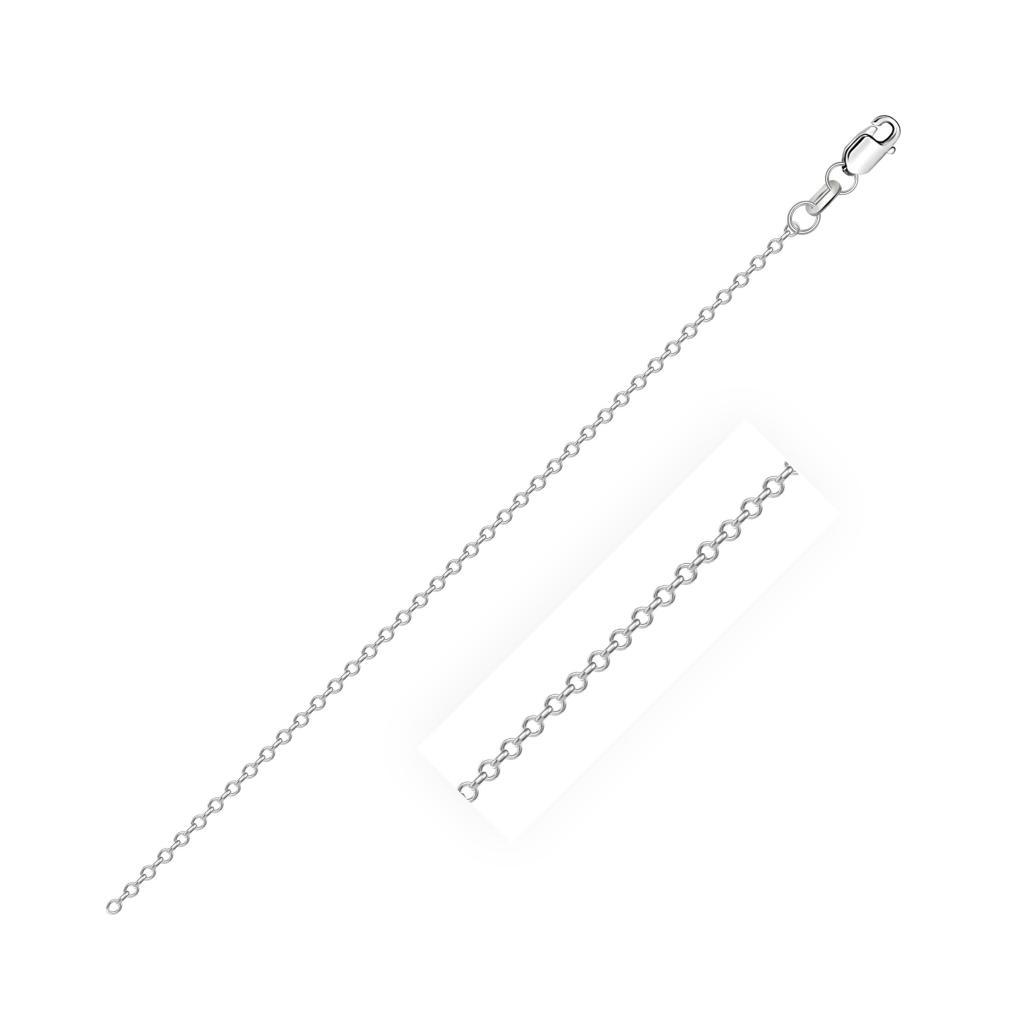 14k White Diamond Cut Cable Link Chain (0.87 mm) - 16"