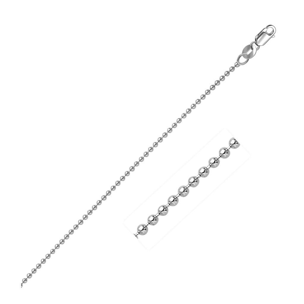 14k White Gold Bead Chain (1.50 mm) - 16"