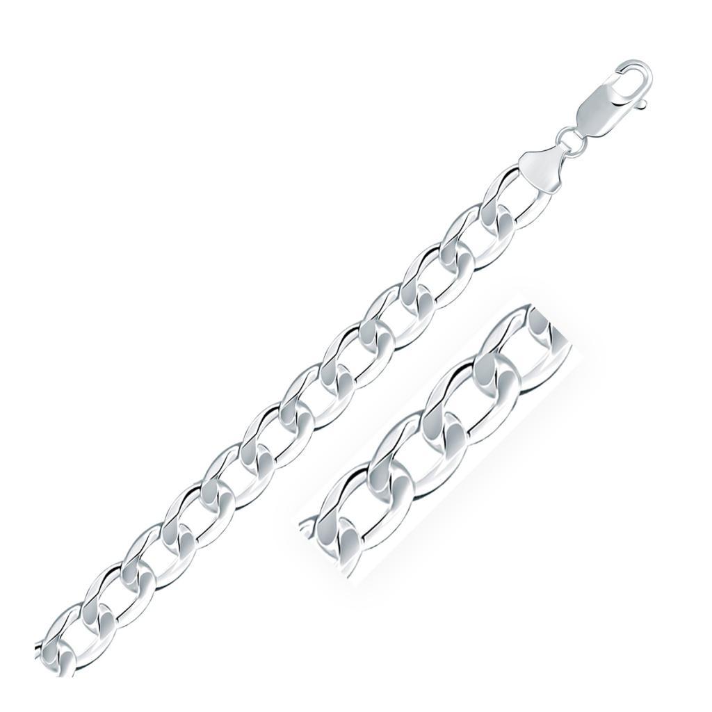 Rhodium Plated Sterling Silver Curb Style Chain (8.40 mm) -22"