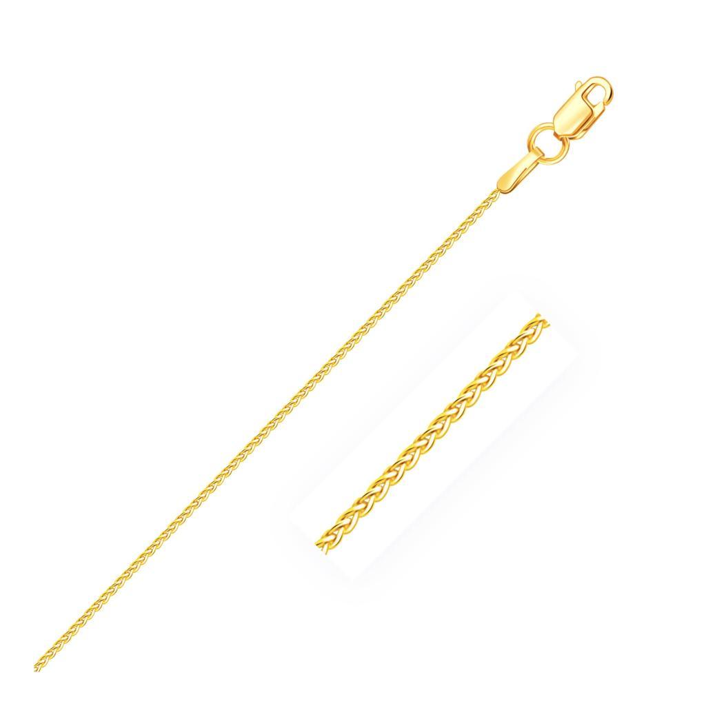 14k Yellow Gold Round Wheat Chain (1.00 mm) -18"