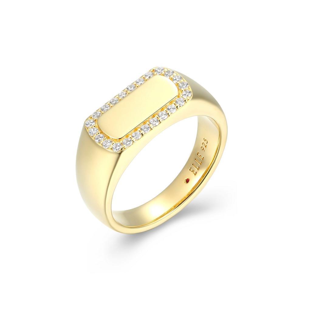 R34LAK2-Y-6 Allure Cubic Zirconia Signet Halo Ring Size 6