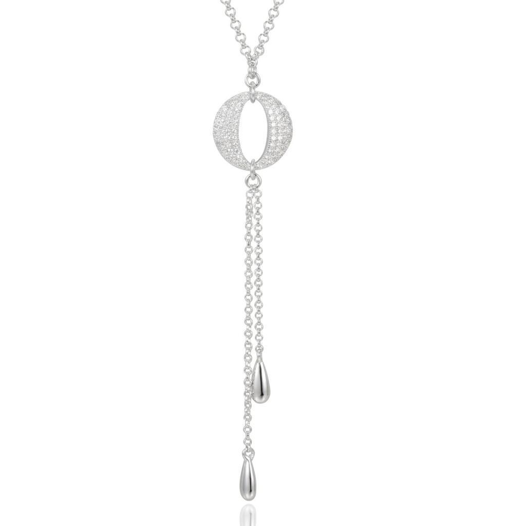 NR0LAL0-W Portal Cubic Zirconia Micro Pave Necklace