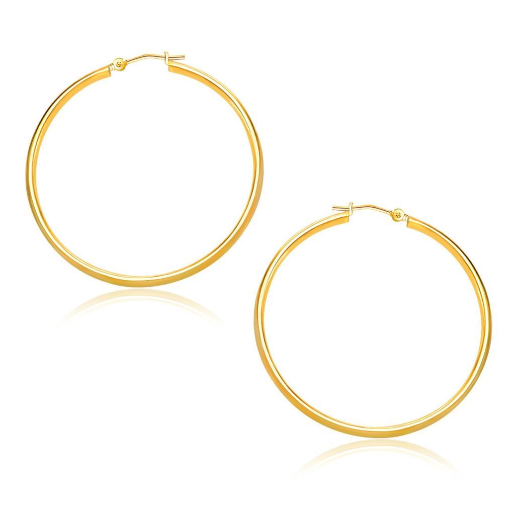 10k Yellow Gold Polished Hoop Earrings (1.5x30mm)