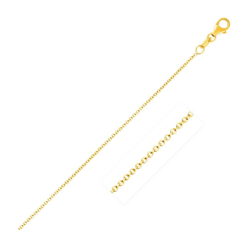 14k Yellow Gold Round Cable Link Chain (1.1 mm) -18"