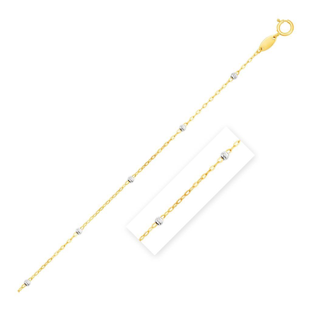Diamond Cut Bead Links Pendant Chain in Two Tone Gold (3.50 mm) -18"