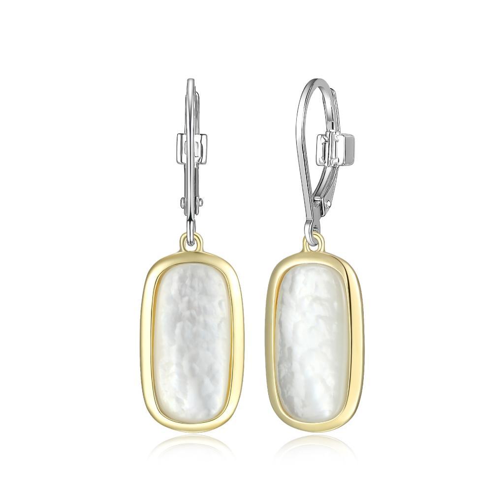 E32LCRY-2T Allure Mother of Pearl Emerald Cushion Drop Earrings