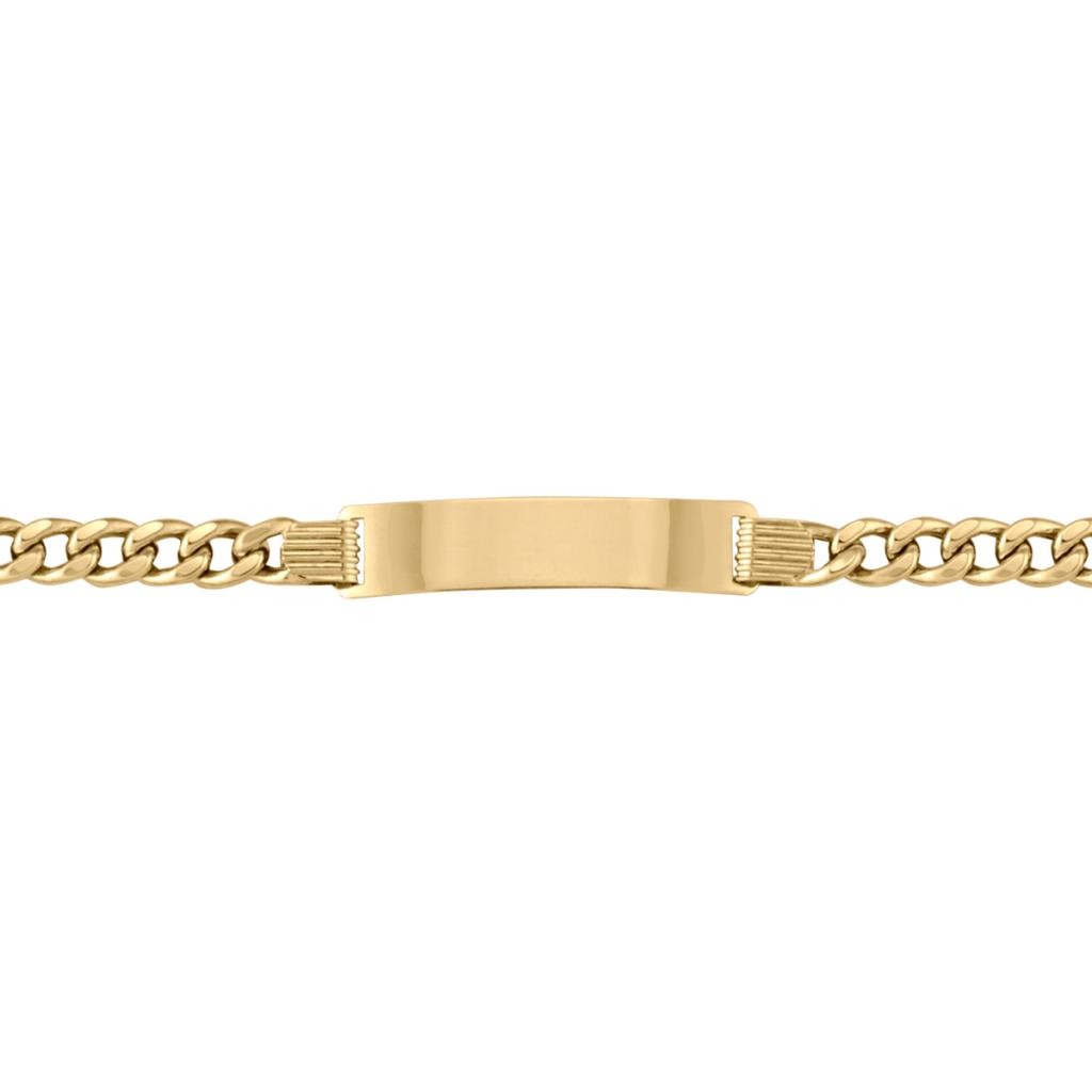 Yellow Gold Hollow Curb Id Bracelet - 14K - 14k - 7"