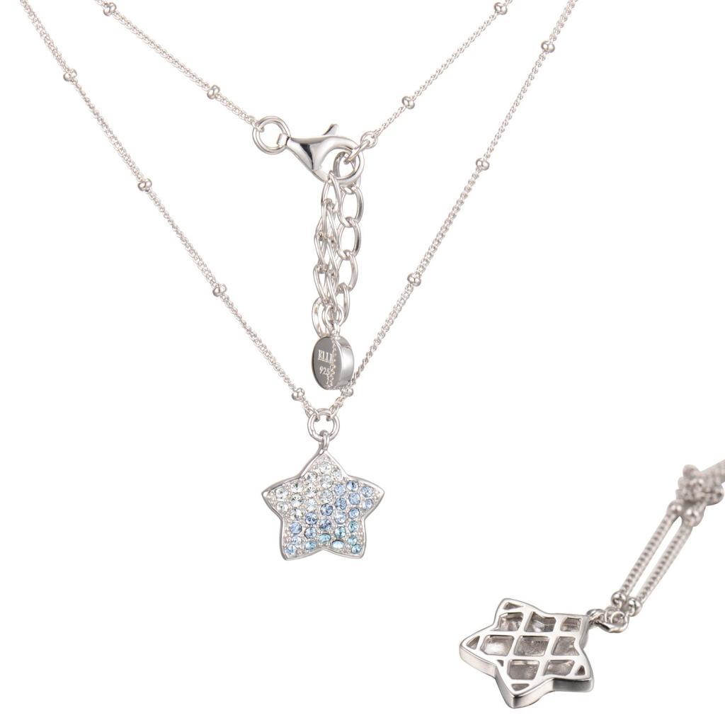 NR0LB1W-W Cascade Light Blue Swarovski Crystals Star Necklace