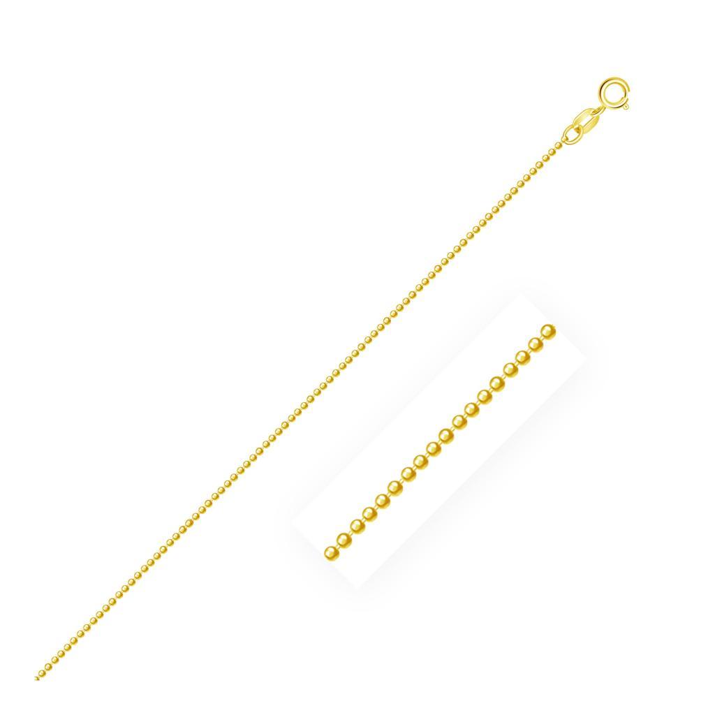 14k Yellow Gold Diamond-Cut Bead Chain (0.90 mm) - 16"