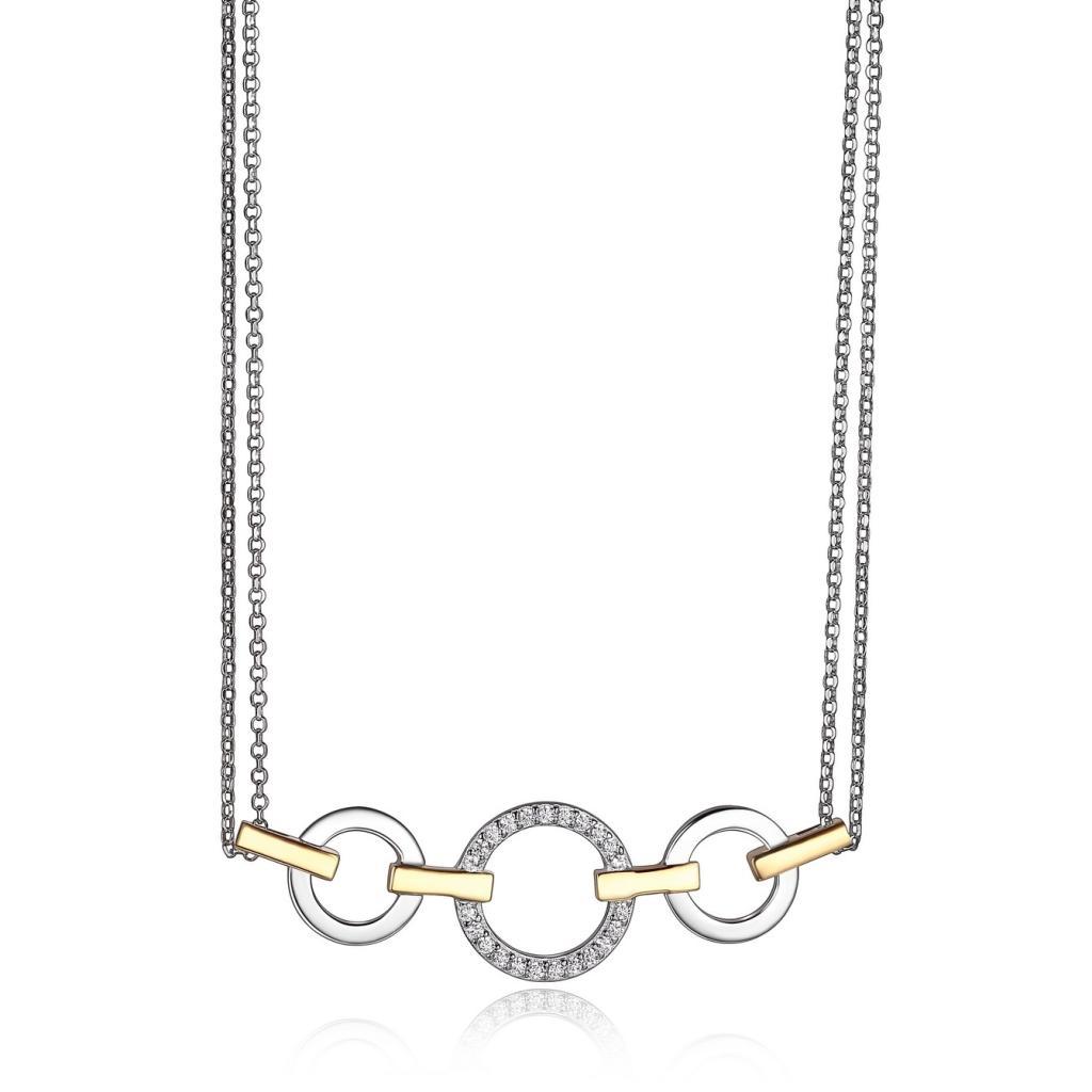 NR0LB9F-2T Hug Horizontal Link Two Tone Necklace