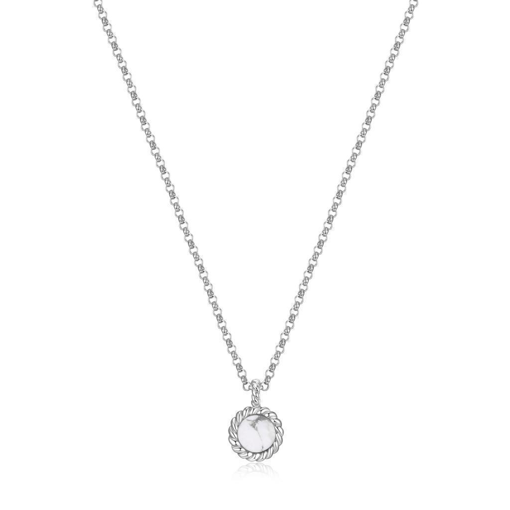 NR0LBR6-W "Nautical" 6mm Howlite with Rope Trim Necklace