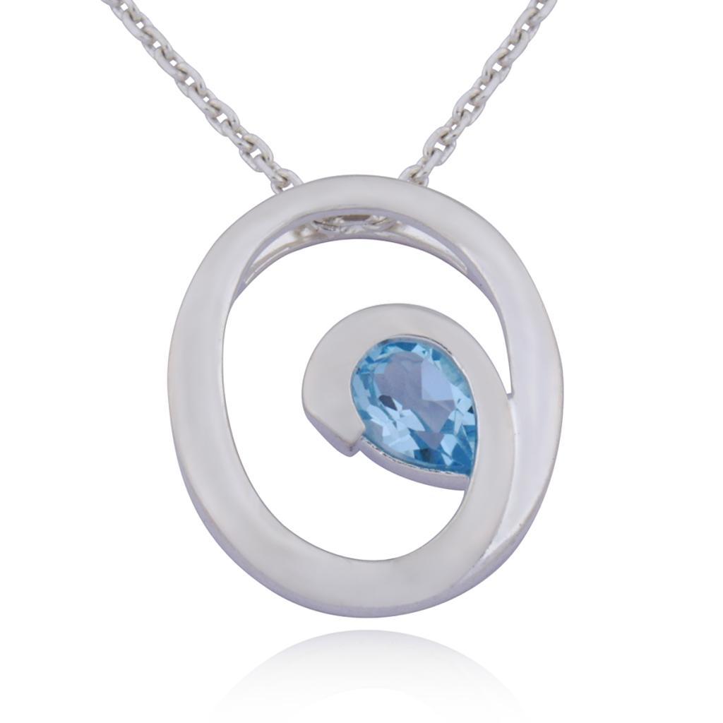 N60L593-W Pizzazz Topaz Swirl Pendant Cable Chain Necklace