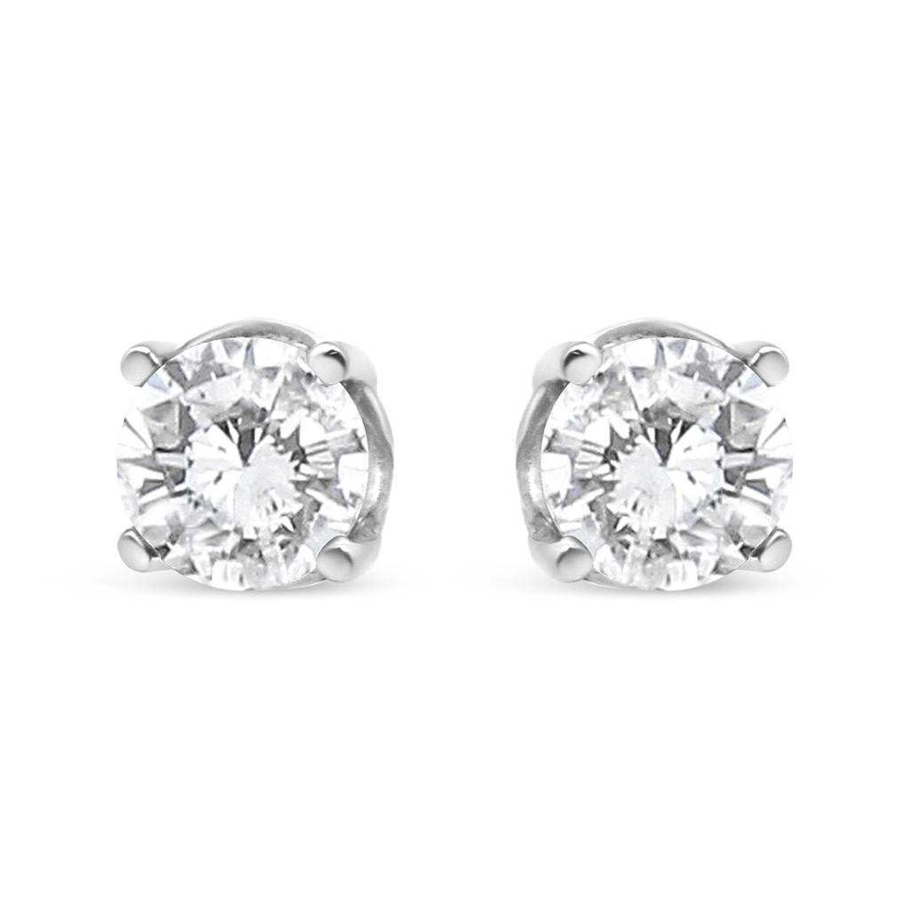 14K White Gold 3/4 Cttw Lab Grown Diamond 4-Prong Classic Stud Earrings (F-G Color, VS2-SI1 Clarity)