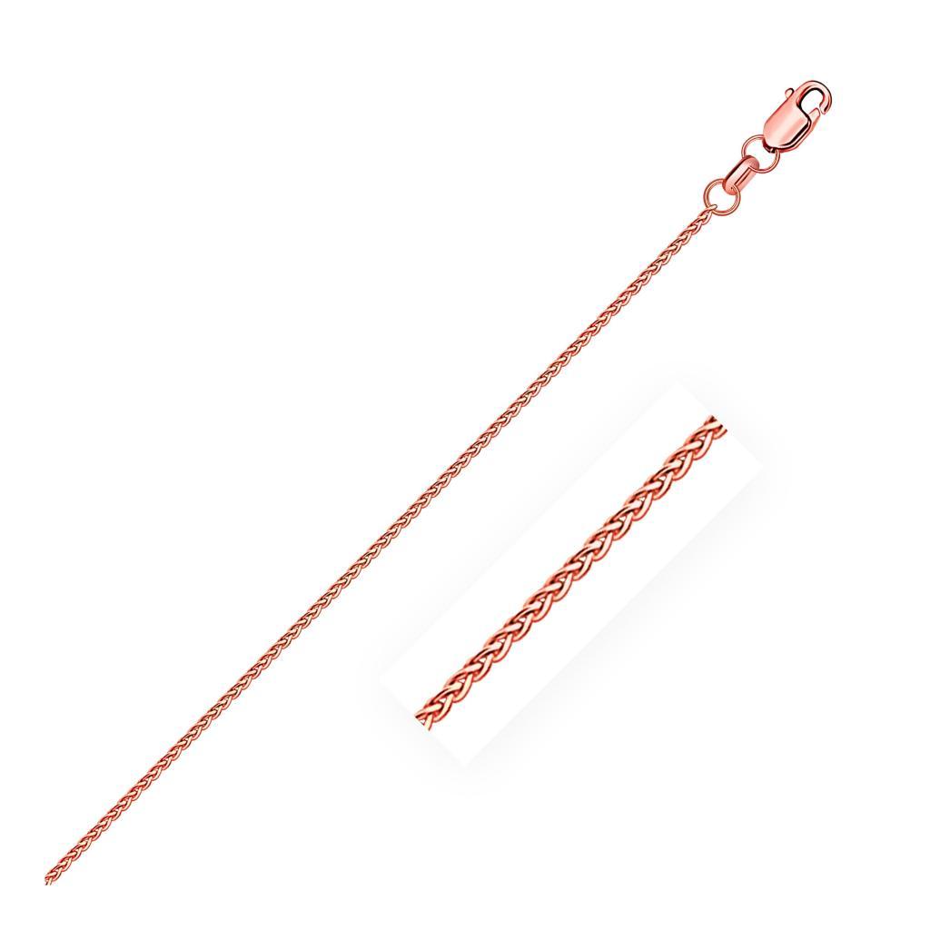 14k Rose Gold Diamond Cut Round Wheat Chain (1.20 mm) - 16"