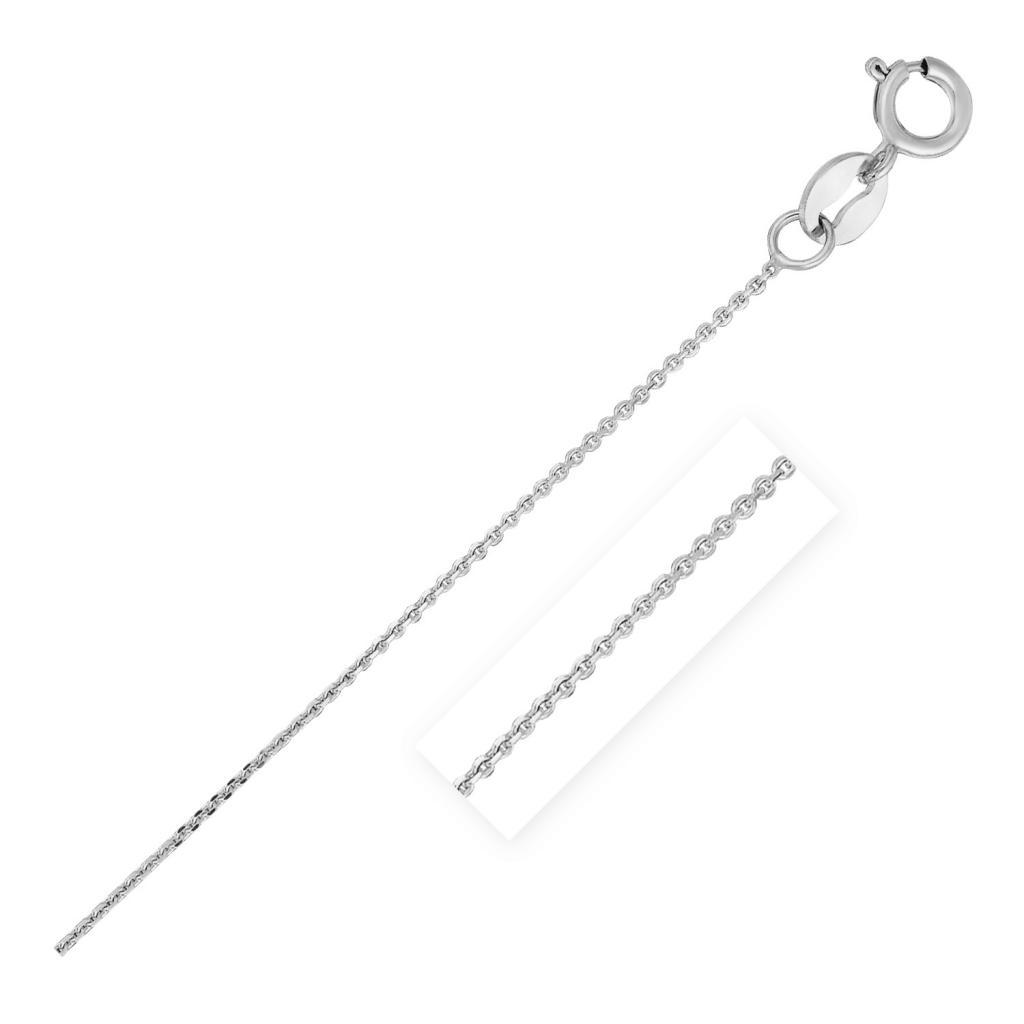 14k White Gold Diamond Cut Cable Link Chain (0.68 mm) -18"