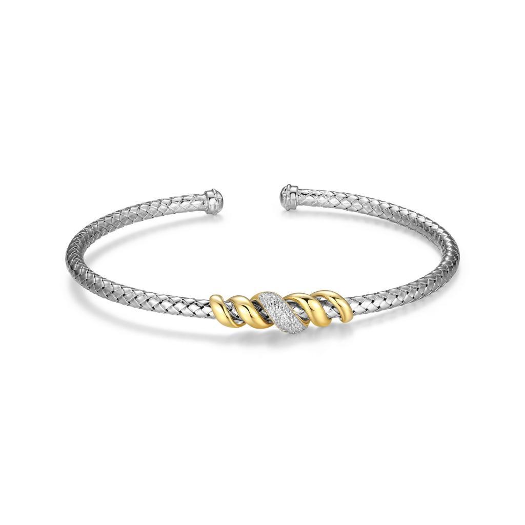 BCGR1Q1H5-2T Celeste CZ Twisted Bangle