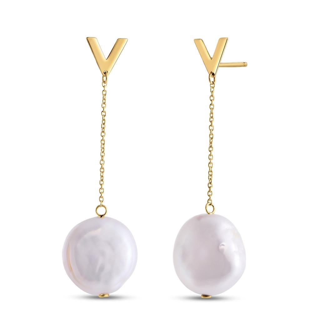 14k Yellow Gold Tesoro Pearl Drop Earrings