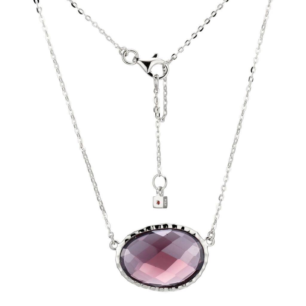 NR0LB2W-W Fire & Ice Smoky Cubic Zirconia Oval Necklace